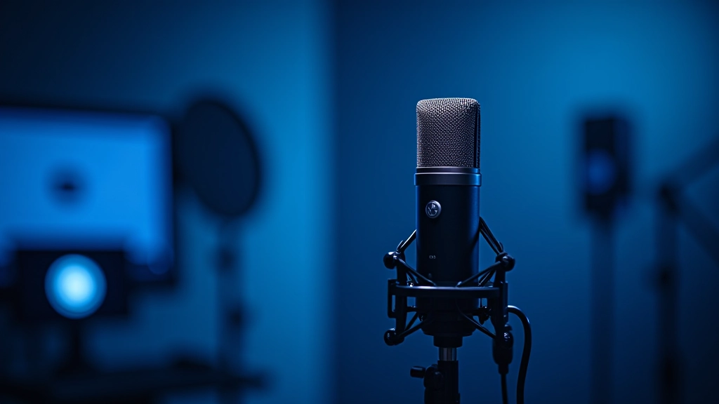 Studio-Mikrofon mit Schallschutz für hochwertige Audioaufnahmen in professioneller Produktionsumgebung