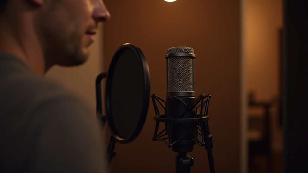 Professionelles Mikrofon im Studio mit schallgedämpfter Kabine für hochwertige Audioaufnahmen